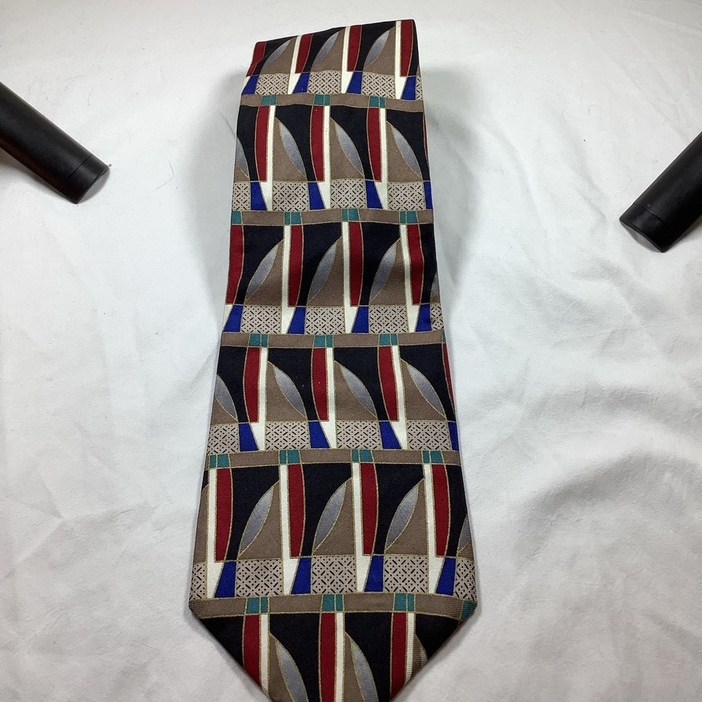 Prieto Men's Silk Tie Abstract Geometric USA - Picture 4 of 4